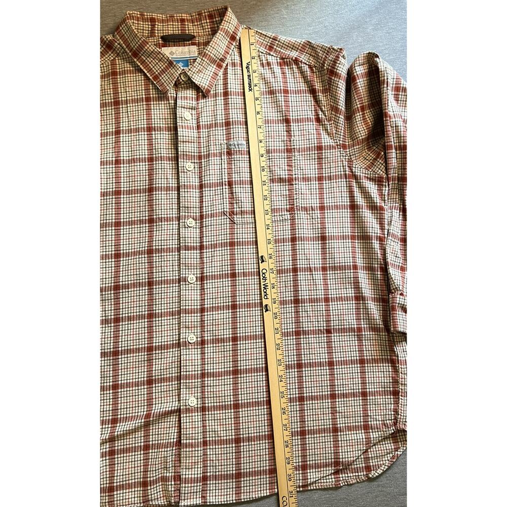 Columbia Sportswear Light Red Tan Plaid Flannel Button Up Long Sleeve Shirt XXL - Picture 7 of 9
